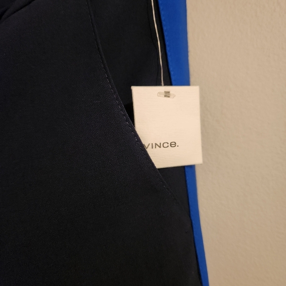 NWT Vince Wool Crepe Tuxedo Pants - Navy Blue with‎ Vibrant Blue Stripe - Size 2 - Picture 7 of 12